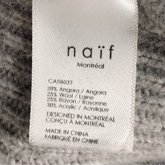 Small Naif Montreal Angora Wool Open Knit Cardigan Knit Grey Silver Sweater - Picture 10 of 10